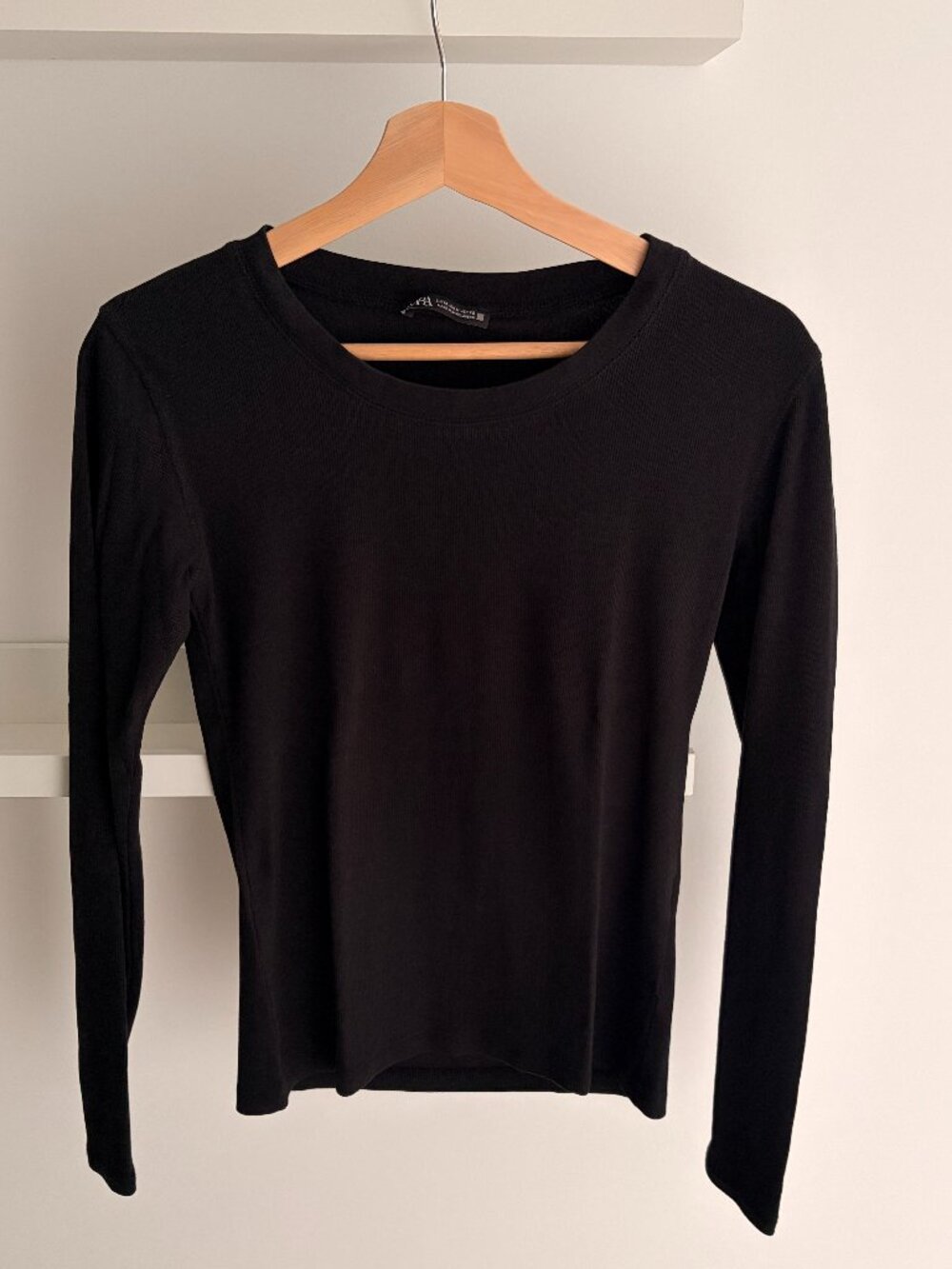 Zara Cotton Ribbed Long-sleeve T-shirt, Size M